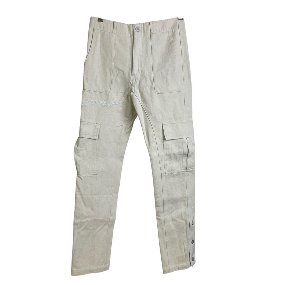 Diet Starts Monday Cargo Pants 28 Canvas Embroidered Snap Ankle NWOT